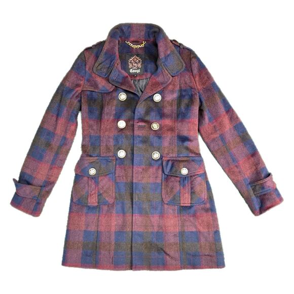 COOGI Jackets & Blazers - Vintage Coogi Women's Plaid Wool Blend Coat Jacket Size Small Pea Coat Y2K